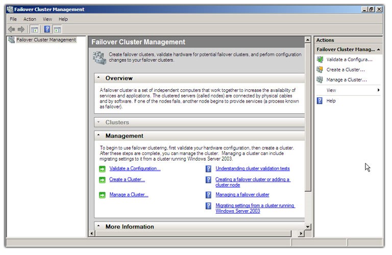 Console gestione cluster