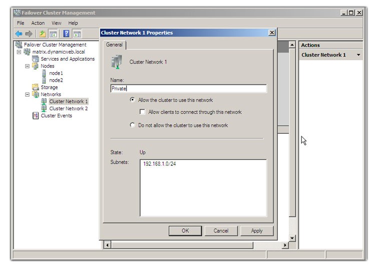 Figura 22 - Rinominazione cluster network 1